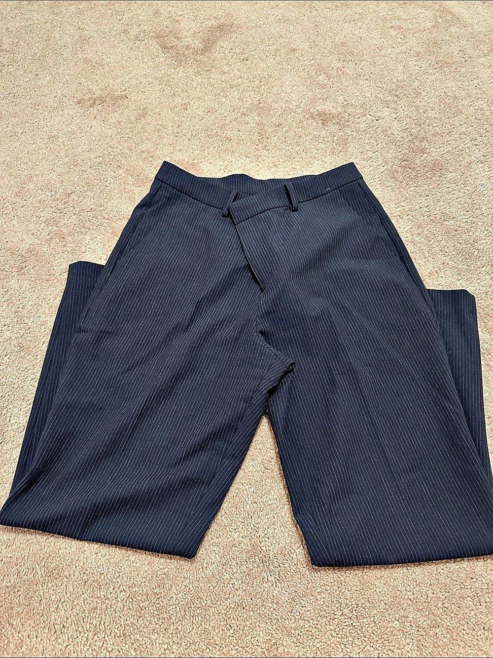 Uniqlo Tailored Pinstripe Trouser with Asymmetric Waistband Trousers Black size